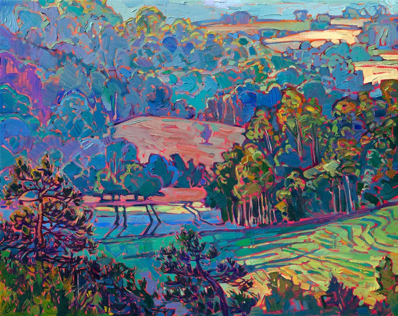 Painting of Etretat, France, by modern impressionist Erin Hanson