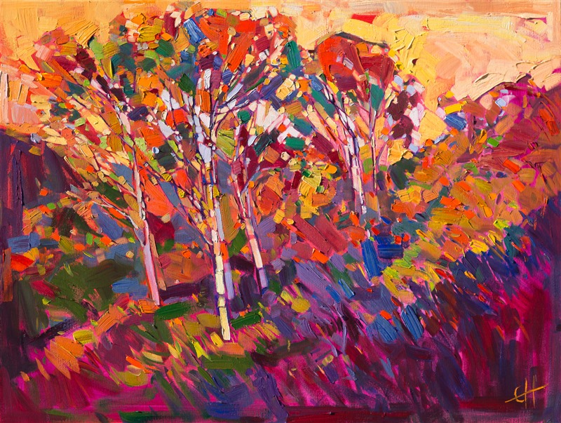 Expressionist contemporary and bold painting full of color and motion, by Erin Hanson.