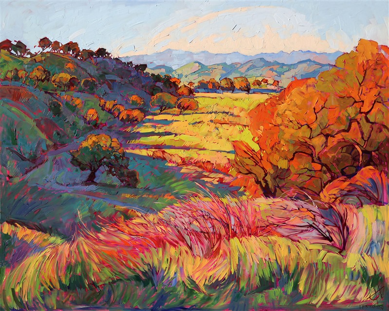 Bold emotive color in landscape oil paintings, by Erin Hanson