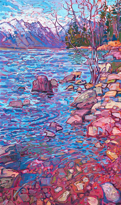 Glacier National Park original landscape oil painting by modern impressionist oil painter Erin Hanson.