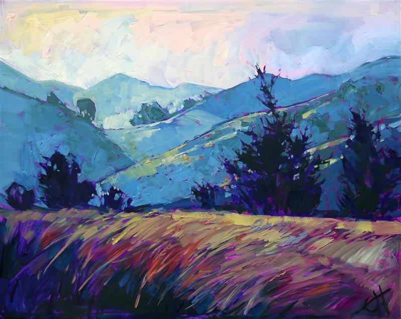 Painted light in California wine country, original oil painting by Erin Hanson