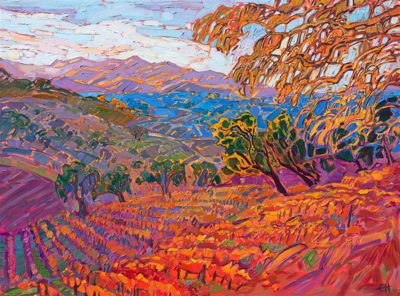 Paso Robles colorful landscape winery painting by American woman impressionist Erin Hanson.