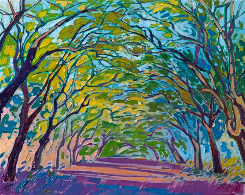 Petite path painting by modern impressionist Erin Hanson