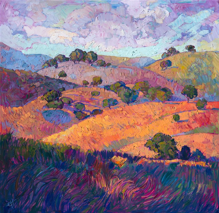 Paso Robles rolling hills landscape oil painting by expressionism painter Erin Hanson