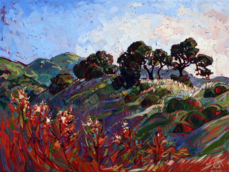 Stylized landscapes in oil, by California impressionist Erin Hanson