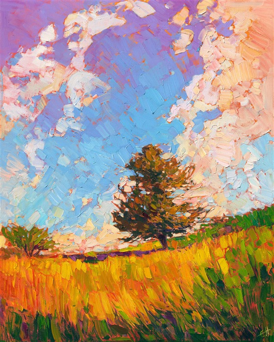 California eucalyptus tree oil painting by California impressionist Erin Hanson.