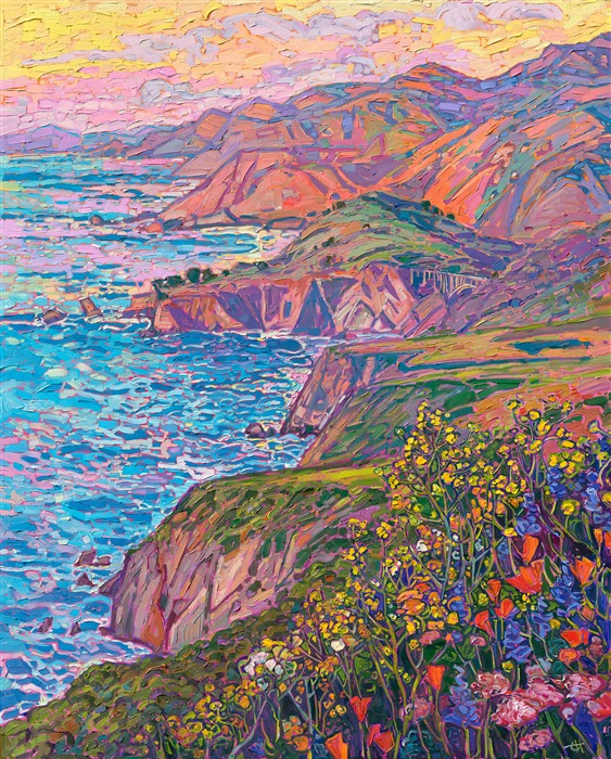 Hurricane Point original oil painting by California impressionist painter Erin Hanson