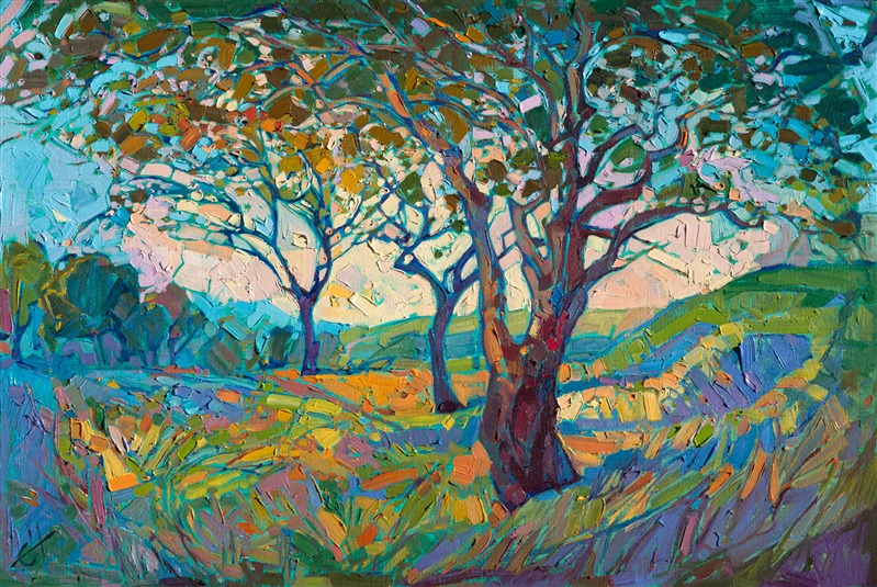 Impressions in oil, famous landscape of California Wine Country, by Erin Hanson