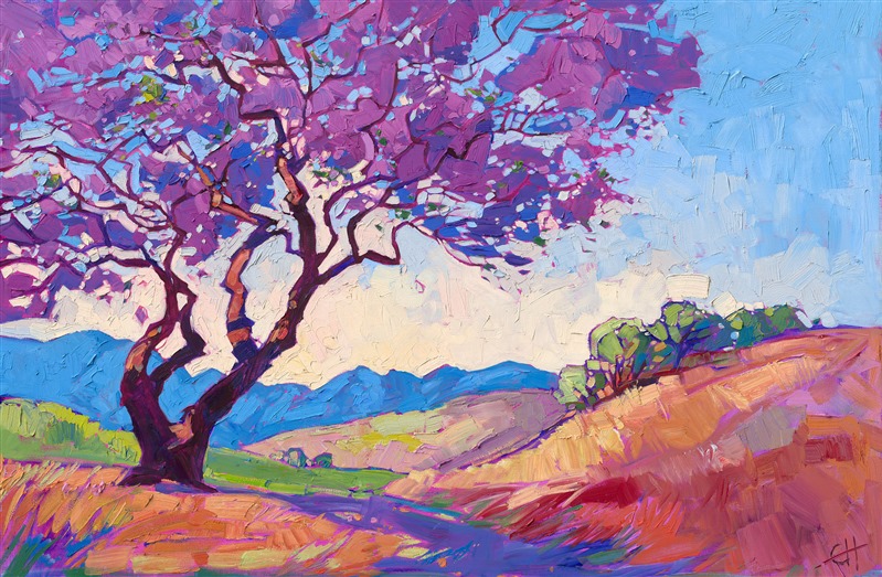 Jacaranda oil painting landscape by contemporary master Erin Hanson