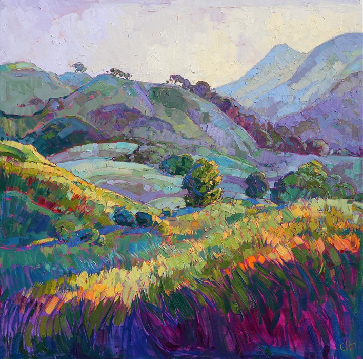 Paso Robles wine country painted in beautiful color by modern artist Erin Hanson