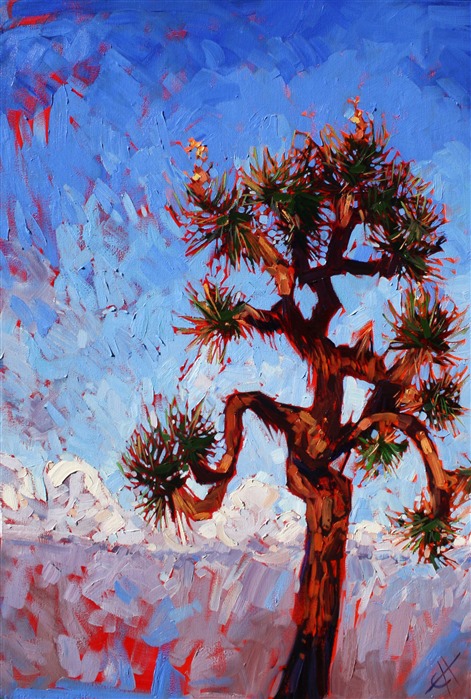 Joshua Tree oil painting by modern impressionist artist Erin Hanson