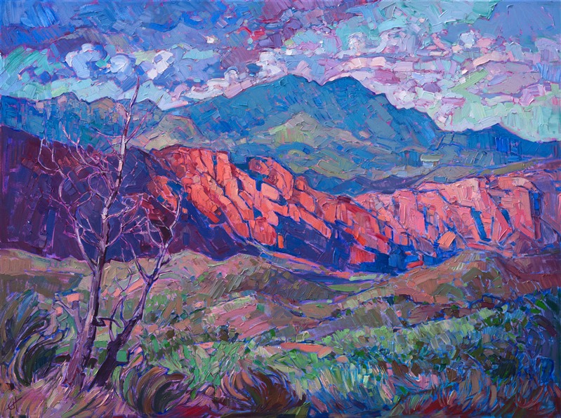 Kayenta, Ivins Utah, a beautiful Red Rock landscape captured in vivid oils and painterly brush strokes by artist Erin Hanson.