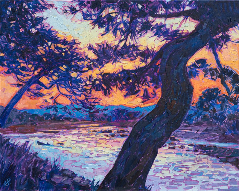 Kyoto Japan oil painting by modern landscape oil painter Erin Hanson