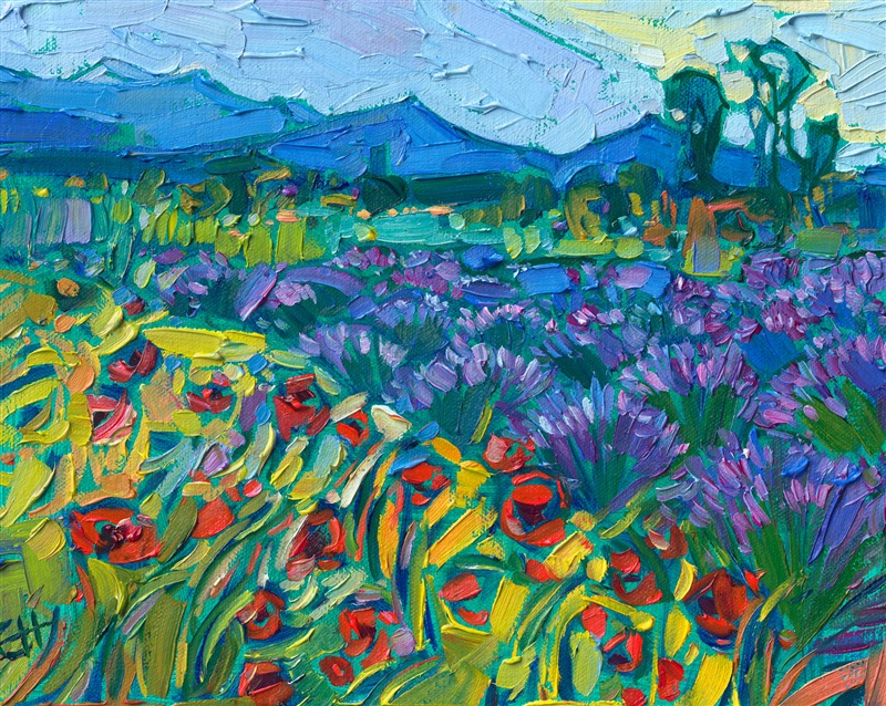 Washington lavender fields from Sequim lavender festival, prints for sale from Erin Hanson&#39;s gallery in McMinnville, Oregon.