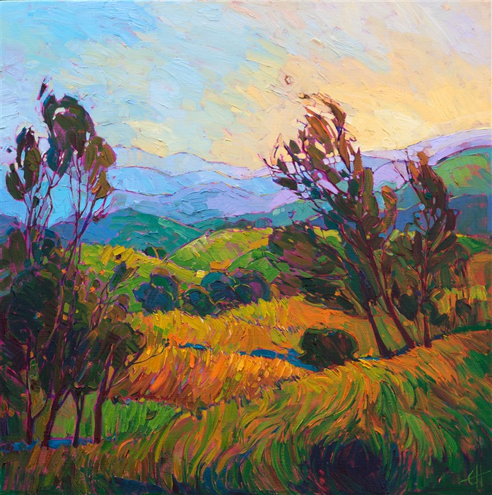 California wine country landscape oil painting by modern impressionist Erin Hanson