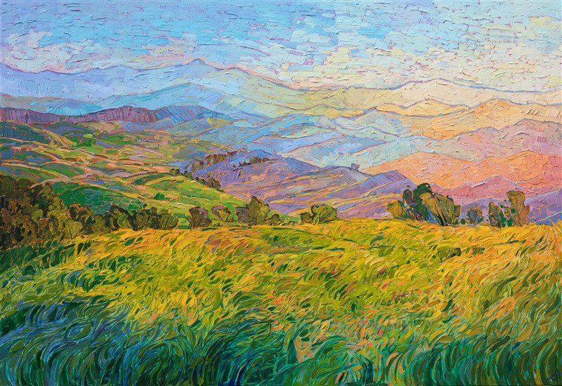 Paso Robles hill wine country oil painting by Erin Hanson