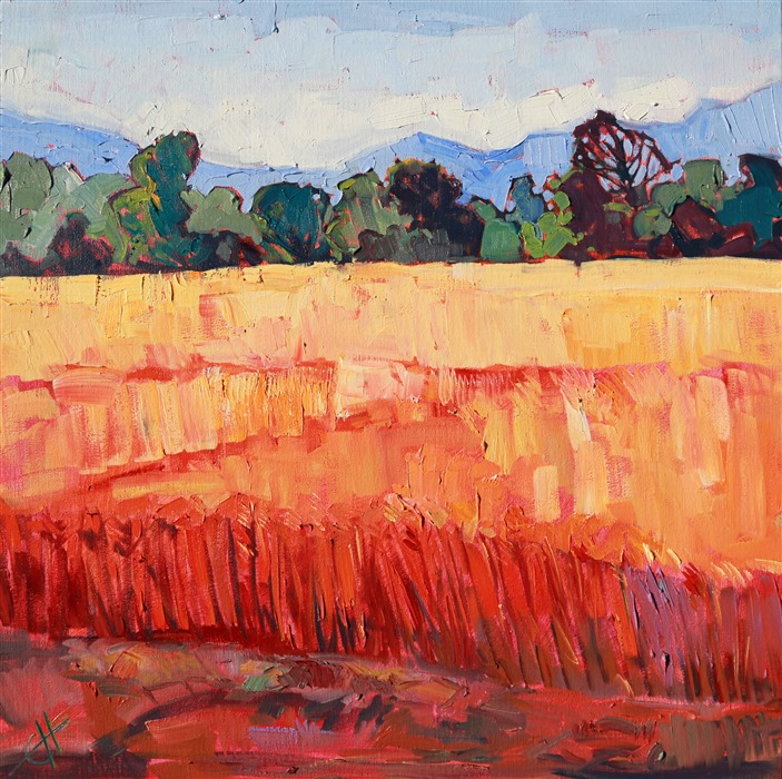 Wheat fields in Oregon, original oil painting by Erin Hanson