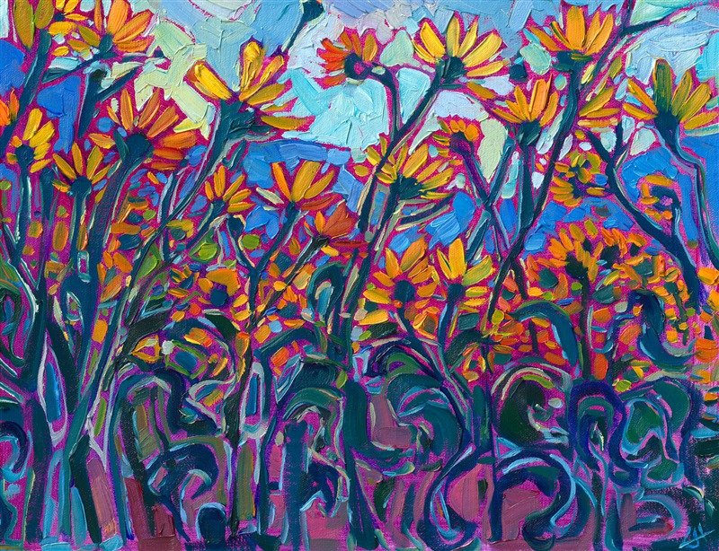 Borrego Springs superbloom landscape painting by Erin Hanson