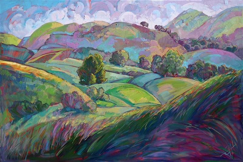 Paso Robles rolling hills impressionist oil painting by Erin Hanson