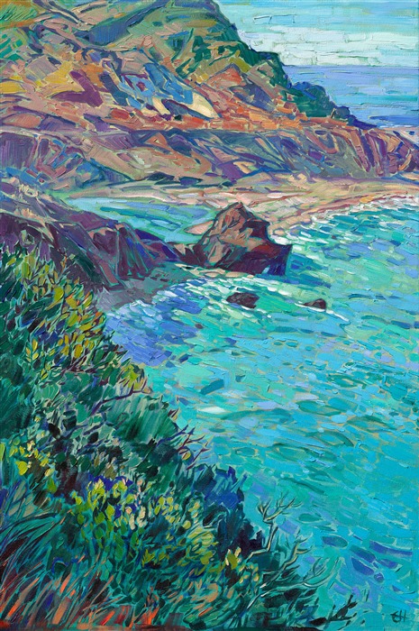 Little Sur Point original oil painting by Erin Hanson 