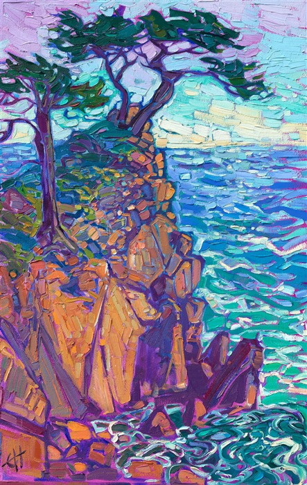 Carmel Lone Cypress - original oil painting by modern impressionist Erin Hanson