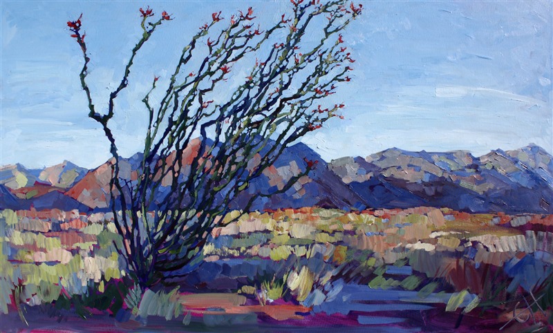 Mojave Ocotillo, original oil painting by Erin Hanson.