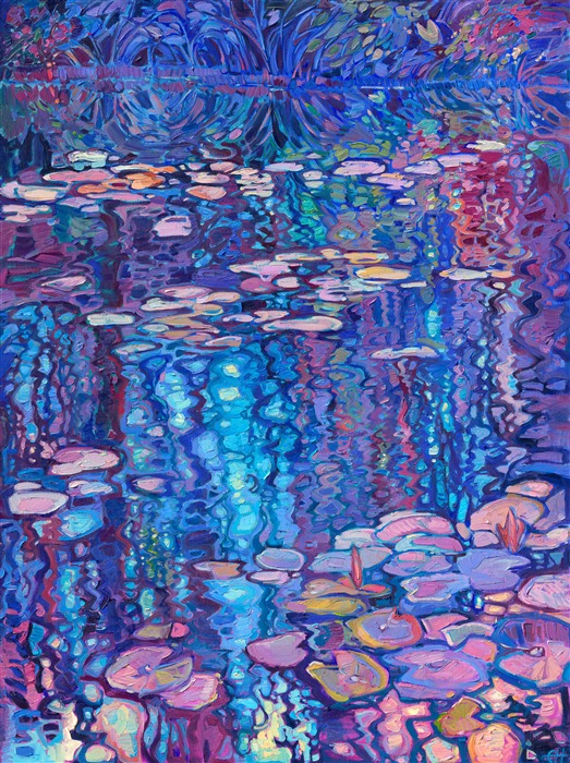 Monet's garden water lily painting impressionism artwork by Erin Hanson