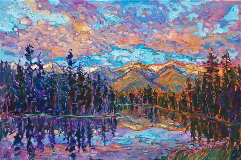 Whitefish, Montana, modern impressionism original oil painting by Erin Hanson