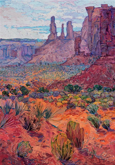 Monument Valley southwest landscape oil painting by modern impressionist Erin Hanson.