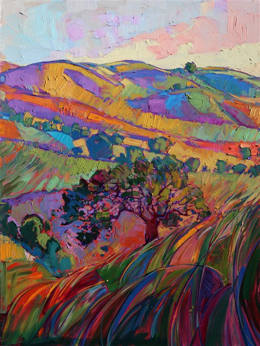 Panel 4: Paso Robles large tritpych oil painting landscape by modern impressionist Erin Hanson