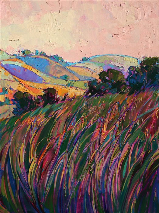 Panel 5: Paso Robles large tritpych oil painting landscape by modern impressionist Erin Hanson