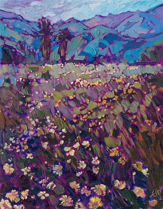 Small oil painting of the Borrego Springs super bloom