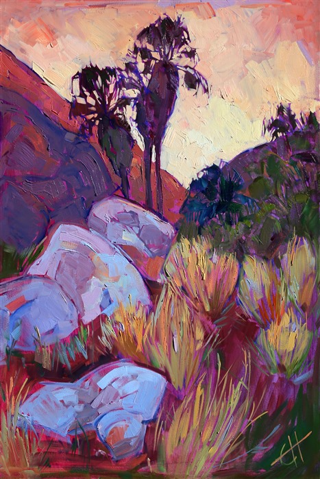 Borrego Springs palm oasis oil painting landscape in oils, by Erin Hanson