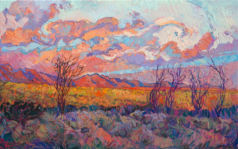 California desert original oil painting for sale by impressionist landscape artist Erin Hanson