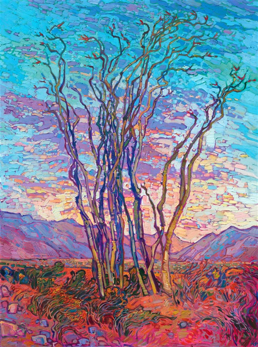 Painting of southern california desert, by modern impressionist Erin Hanson