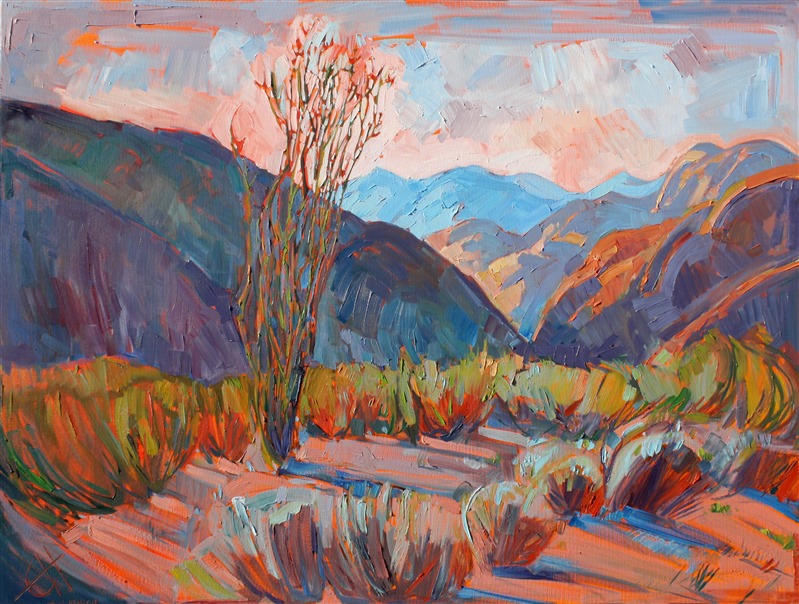 Ocotillo desertscape by contemporary landscape artist Erin Hanson