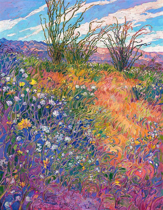 2017 California desert super bloom phenomenon captured in original oil painting by Erin Hanson