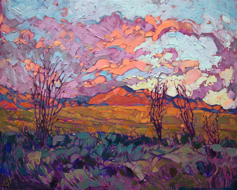 Ocotillos original oil painting by contemporary impressionist Erin Hanson