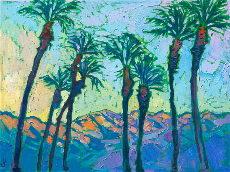 La Quinta Date Palms original oil painting by modern impressionist Erin Hanson