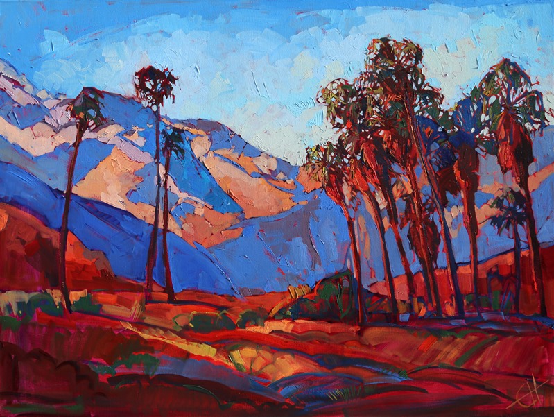 Vivid expressive color of Palm Springs, painted in oils by Erin Hanson