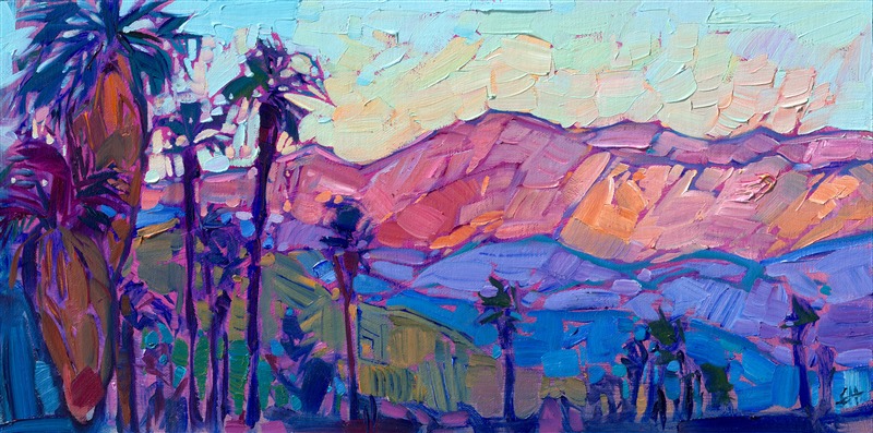 Impressionist painting of Palm Springs mountains by Open Impressionist Erin Hanson
