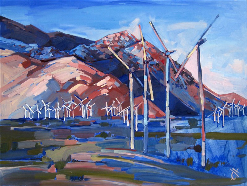 Palm Springs Windmills, original oil painting by Erin Hanson