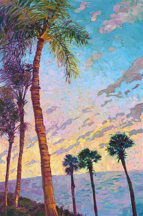 Clearwater Florida Palms painting in a contemporary open impressionist style, by Erin Hanson.