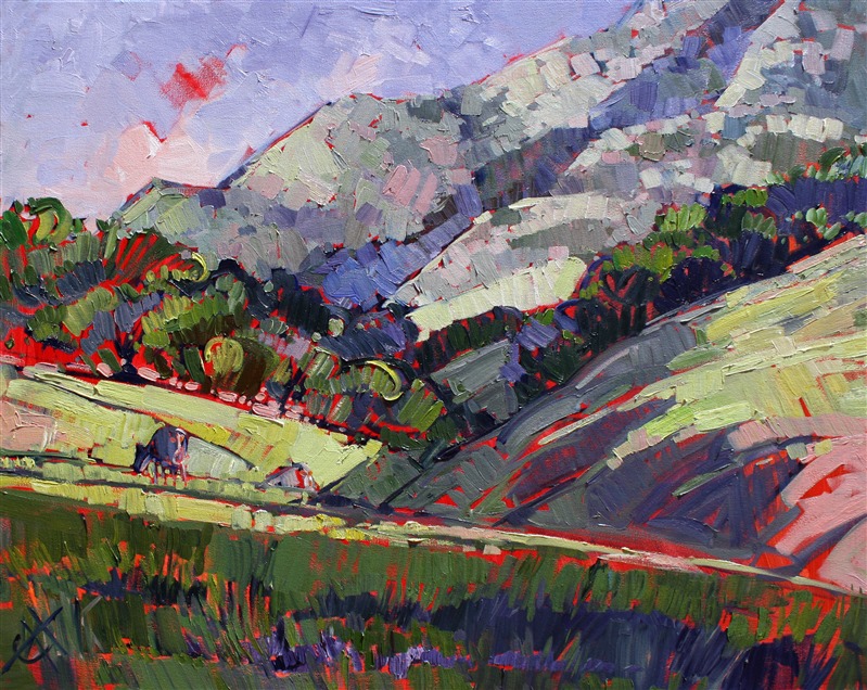 Paso Robles pasture fields, original oil painting by Erin Hanson