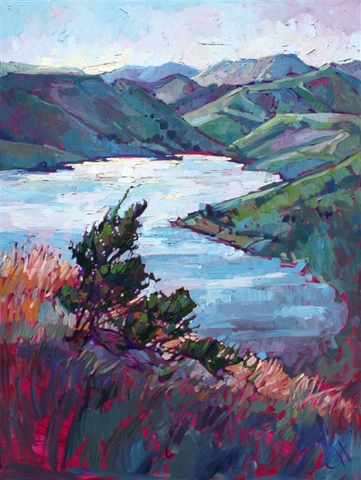 Paso Robles spring green landscape painting by contemporary impressionist Erin Hanson