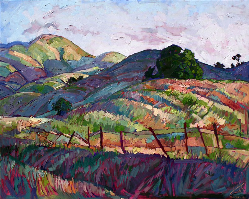 Saturated color in California landscape painting, artwork by Erin Hanson