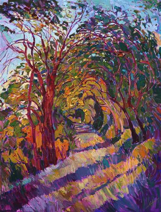 Path in the Oaks, original oil painting in the &quot;Path Series&quot; by Erin Hanson