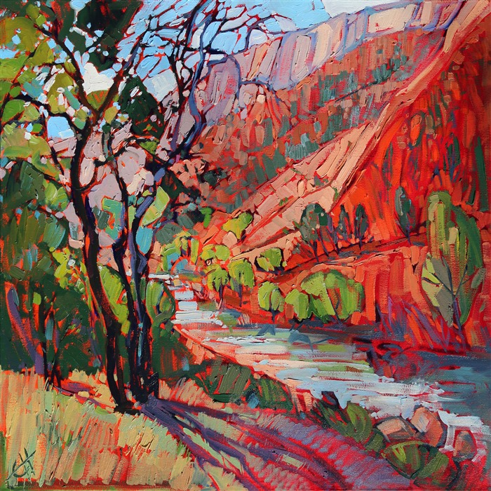 Zion National Park contemporary landscape oil painting by Erin Hanson