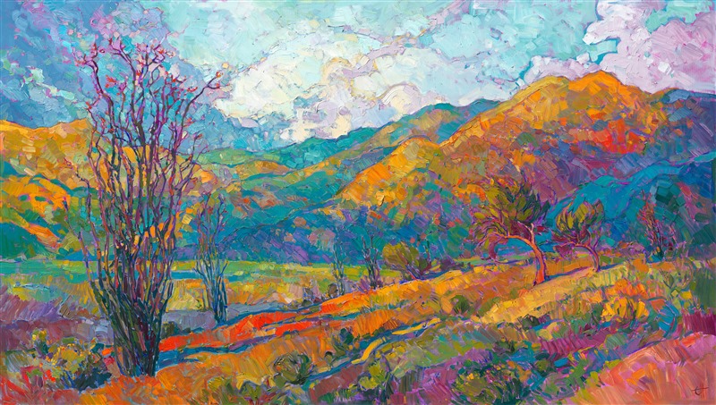Painting of Borrego Springs California high desert ocotillo desert arwork by Erin Hanson