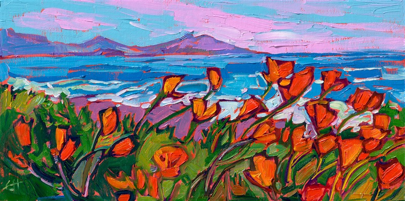 Painting of California poppies from Carmel California, by Erin Hanson